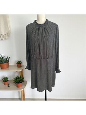 H&M Black White Patterned Long Sleeve Dress Size XL